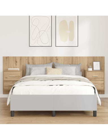 Testata con Comodino 3 pcs Rovere artigianale Legno multistrato