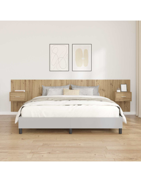 Testata con Comodino 3 pcs Rovere artigianale Legno multistrato