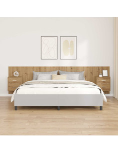 Testata con Comodino 3 pcs Rovere artigianale Legno multistrato