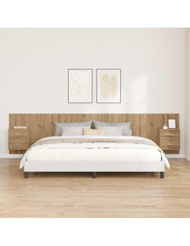 Testata con Comodino 3 pcs Rovere artigianale Legno multistrato