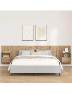 Testata con Comodino 3 pcs Rovere artigianale Legno multistrato