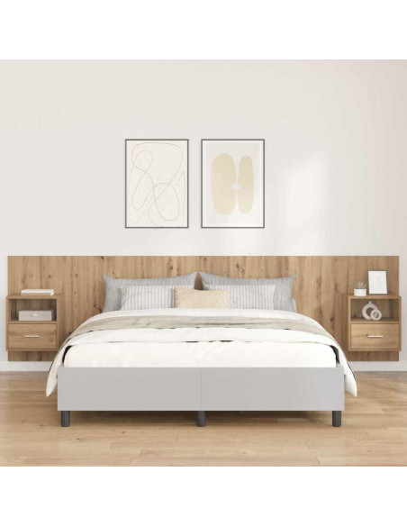 Testata con Comodino 3 pcs Rovere artigianale Legno multistrato