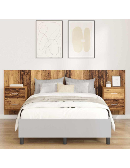 Testata con Comodino 3 pcs Legno vecchio Legno multistrato