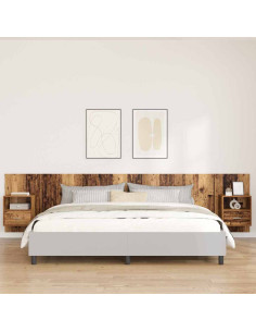 Testata con Comodino 3 pcs Legno vecchio Legno multistrato