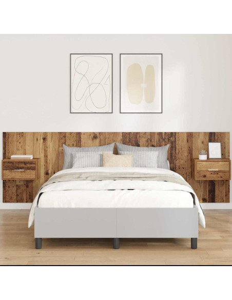 Testata con Comodino 3 pcs Legno vecchio Legno multistrato