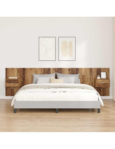 Testata con Comodino 3 pcs Legno vecchio Legno multistrato