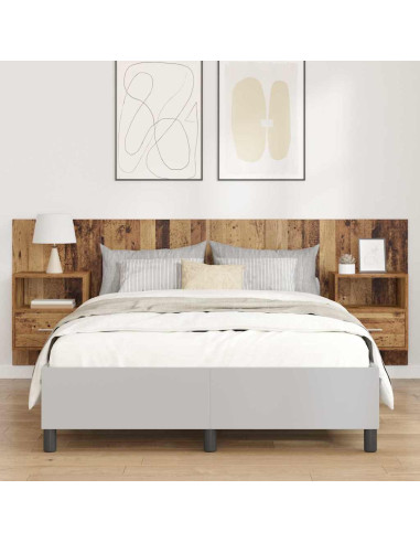 Testata con Comodino 3 pcs Legno vecchio Legno multistrato