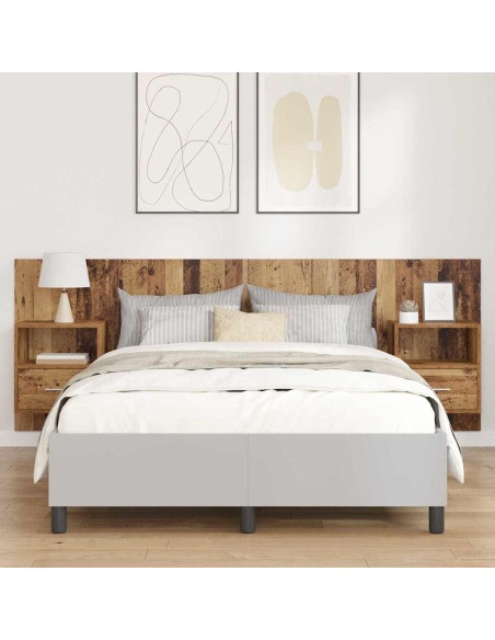 Testata con Comodino 3 pcs Legno vecchio Legno multistrato