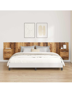 Testata con Comodino 3 pcs Legno vecchio Legno multistrato