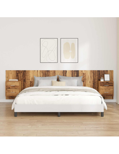 Testata con Comodino 3 pcs Legno vecchio Legno multistrato