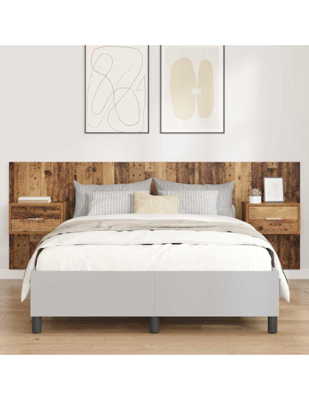 Testata con Comodino 3 pcs Legno vecchio Legno multistrato