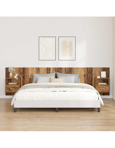 Testata con Comodino 3 pcs Legno vecchio Legno multistrato