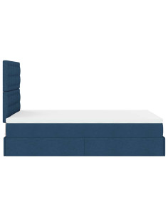 Struttura Letto Pouf con Materasso Blu 120x190 cm in Tessuto