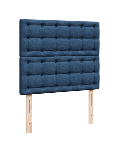 Struttura Letto Pouf con Materasso Blu 120x190 cm in Tessuto