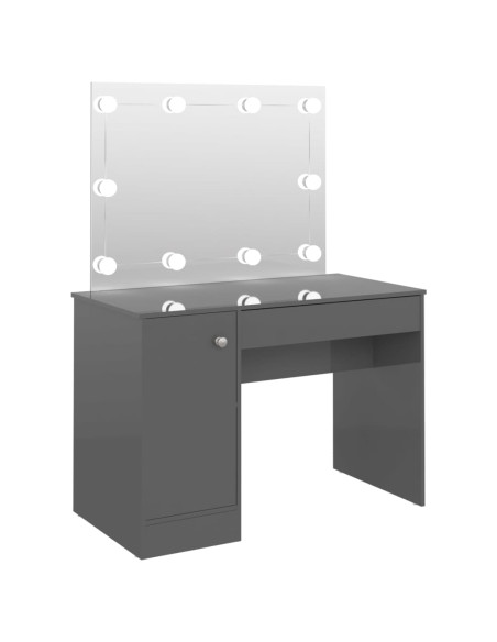 Toeletta con Luci LED 110x55x145 cm in MDF Grigio Lucido