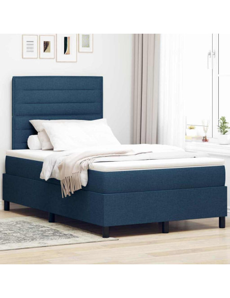 Letto a molle con materasso Blu 120 x 190 cm Tessuto