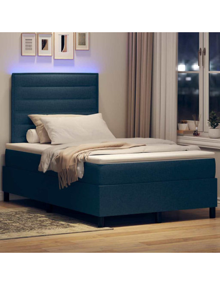 Letto a molle con materasso con led Blu 120 x 190 cm Tessuto