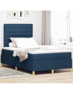 Letto a molle con materasso Blu 120 x 190 cm Tessuto