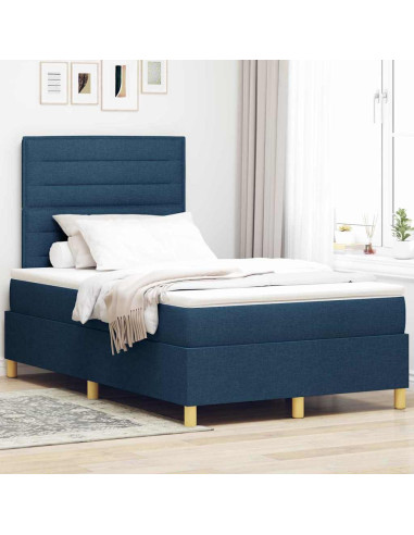 Letto a molle con materasso Blu 120 x 190 cm Tessuto