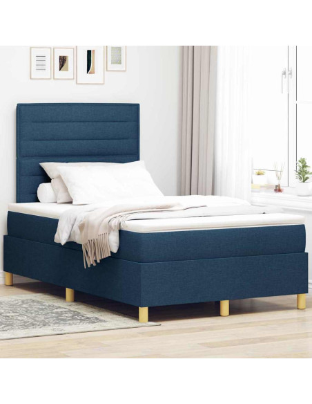 Letto a Sorgente LED con materasso Blu 120 x 190 cm Tessuto