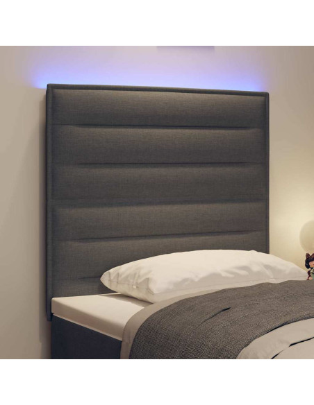 Testiera LED con testiera Grigio scuro 100 cm Poliestere