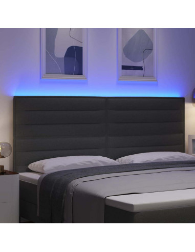 Testiera LED con testiera Grigio scuro 200 cm Poliestere