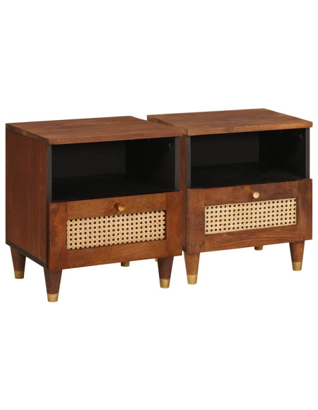 Armadio da Notte con cassetto 2 pcs Marrone 40 x 33 x 46 cm