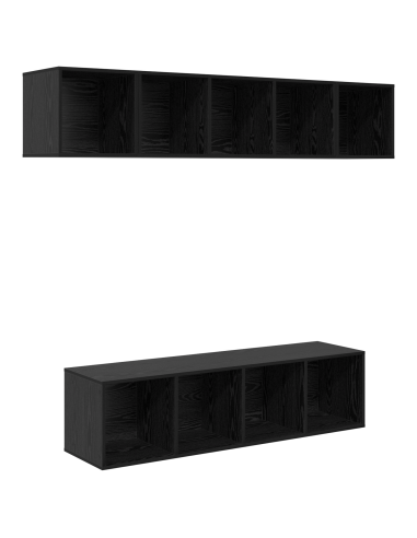 Set mobile TV 4 pcs Rovere Nero Legno multistrato