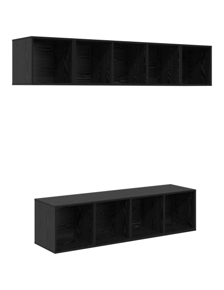 Set mobile TV 4 pcs Rovere Nero Legno multistrato