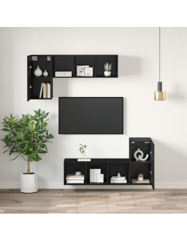 Mobile TV da Parete 2 pcs Rovere Nero 30,5 x 30 x 60 cm