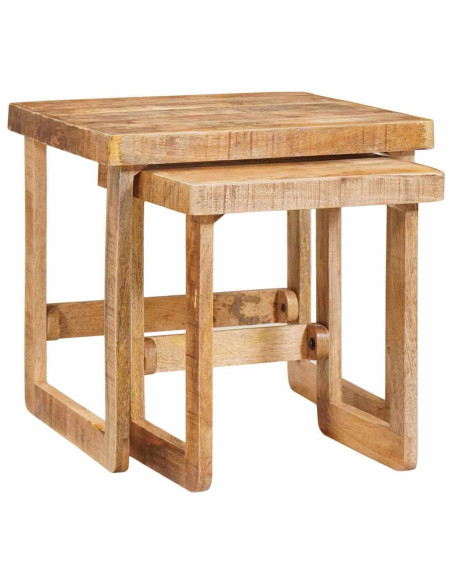 Tavoli da annidamento 2 pcs Marrone Legno di mango massello