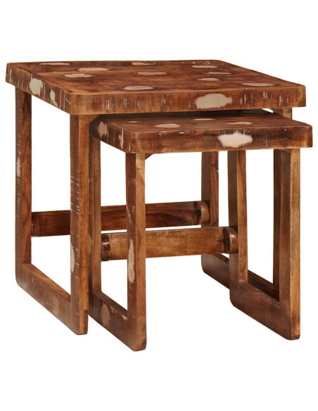 Tavoli da annidamento 2 pcs Marrone Legno Recuperato Massello