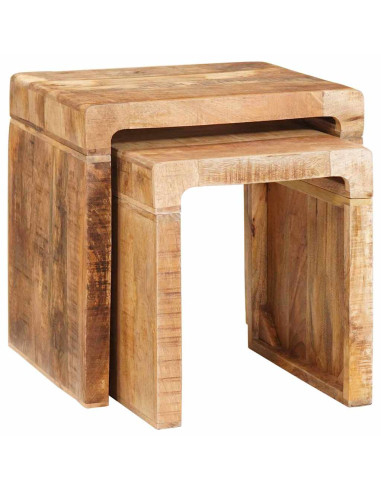Tavoli da annidamento 2 pcs Marrone Legno di mango massello