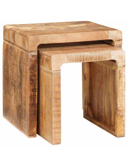 Tavoli da annidamento 2 pcs Marrone Legno di mango massello