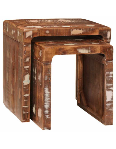 Tavoli da annidamento 2 pcs Marrone Legno Recuperato Massello