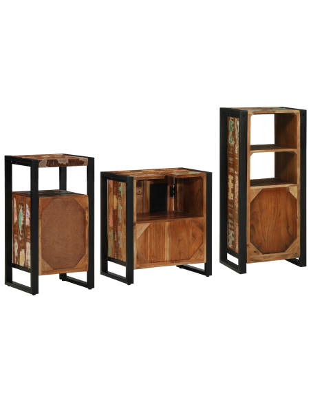 Set di mobili per il bagno 3 pcs Legno Recuperato Massello