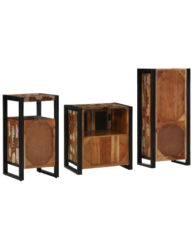 Set di mobili per il bagno 3 pcs Legno Recuperato Massello