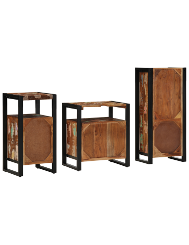 Set di mobili per il bagno 3 pcs Legno Recuperato Massello