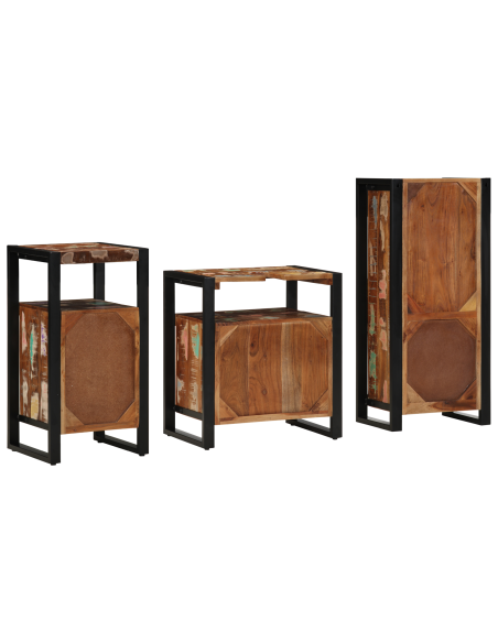 Set di mobili per il bagno 3 pcs Legno Recuperato Massello