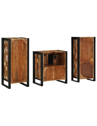 Set di mobili per il bagno 3 pcs Legno Recuperato Massello