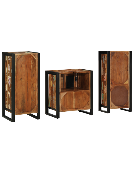 Set di mobili per il bagno 3 pcs Legno Recuperato Massello