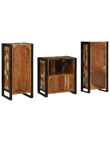 Set di mobili per il bagno 3 pcs Legno Recuperato Massello