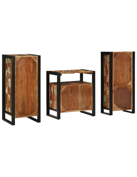 Set di mobili per il bagno 3 pcs Legno Recuperato Massello