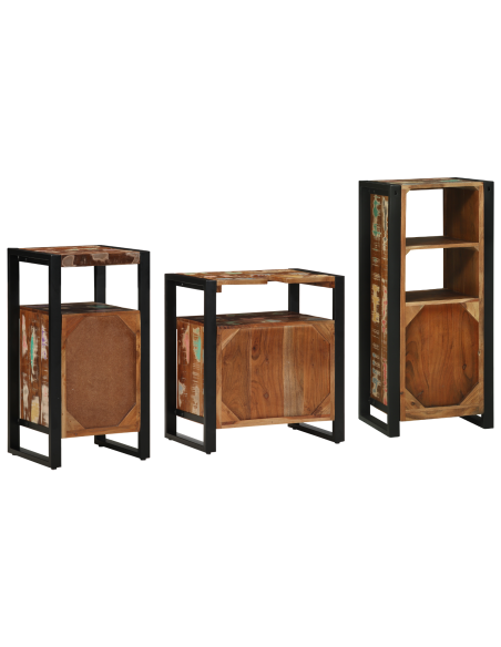 Set di mobili per il bagno 3 pcs Legno Recuperato Massello