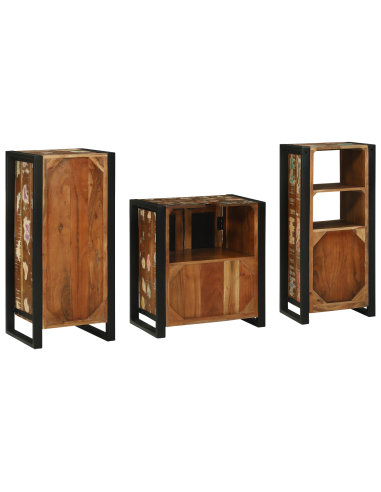 Set di mobili per il bagno 3 pcs Legno Recuperato Massello