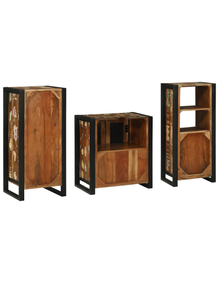 Set di mobili per il bagno 3 pcs Legno Recuperato Massello