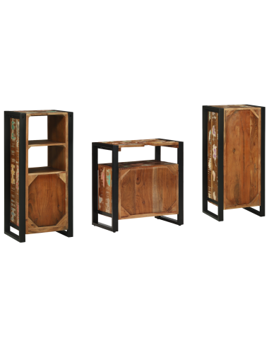 Set di mobili per il bagno 3 pcs Legno Recuperato Massello