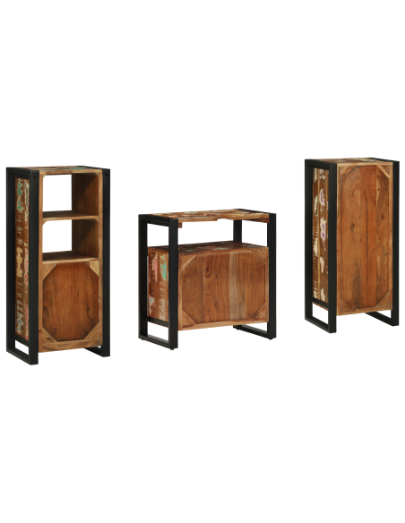 Set di mobili per il bagno 3 pcs Legno Recuperato Massello