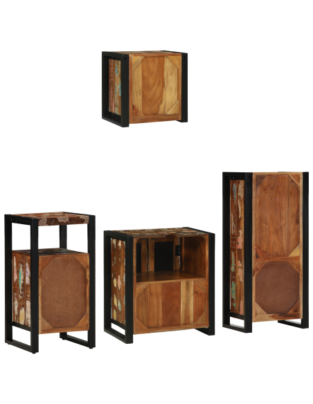 Set di mobili per il bagno 4 pcs Legno Recuperato Massello