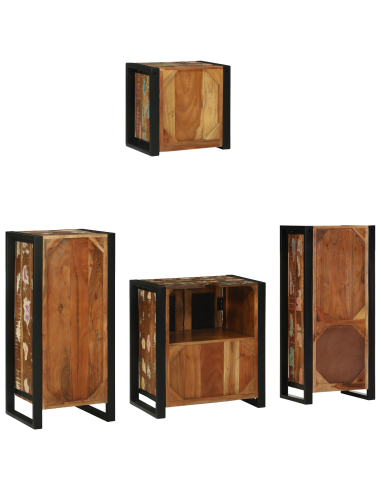 Set di mobili per il bagno 4 pcs Legno Recuperato Massello